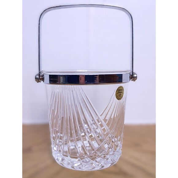 Vintage Cristal d'Arques Taille Cut Crystal Ice Bucket With Silver Tone Handle - Picture 1 of 7